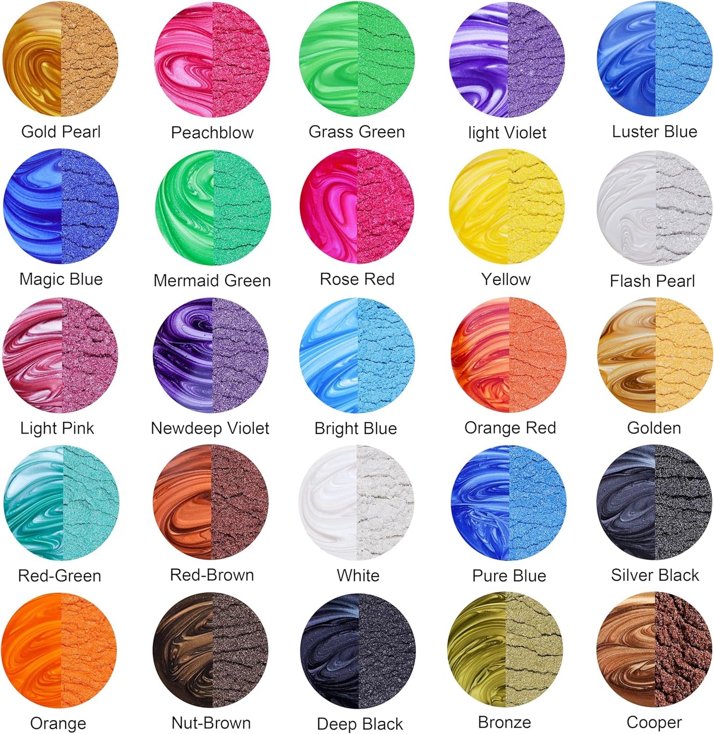 MTBJZJ Mica Powder for Resin, 25 Colors - 20g/Bottle of Epoxy Resin Color Pigment,for Candle Dye, Lip Gloss Pigment, Soap Making, Slime Colorant, Paint, Bath Bombs,Nail Polish and Eye Shadow