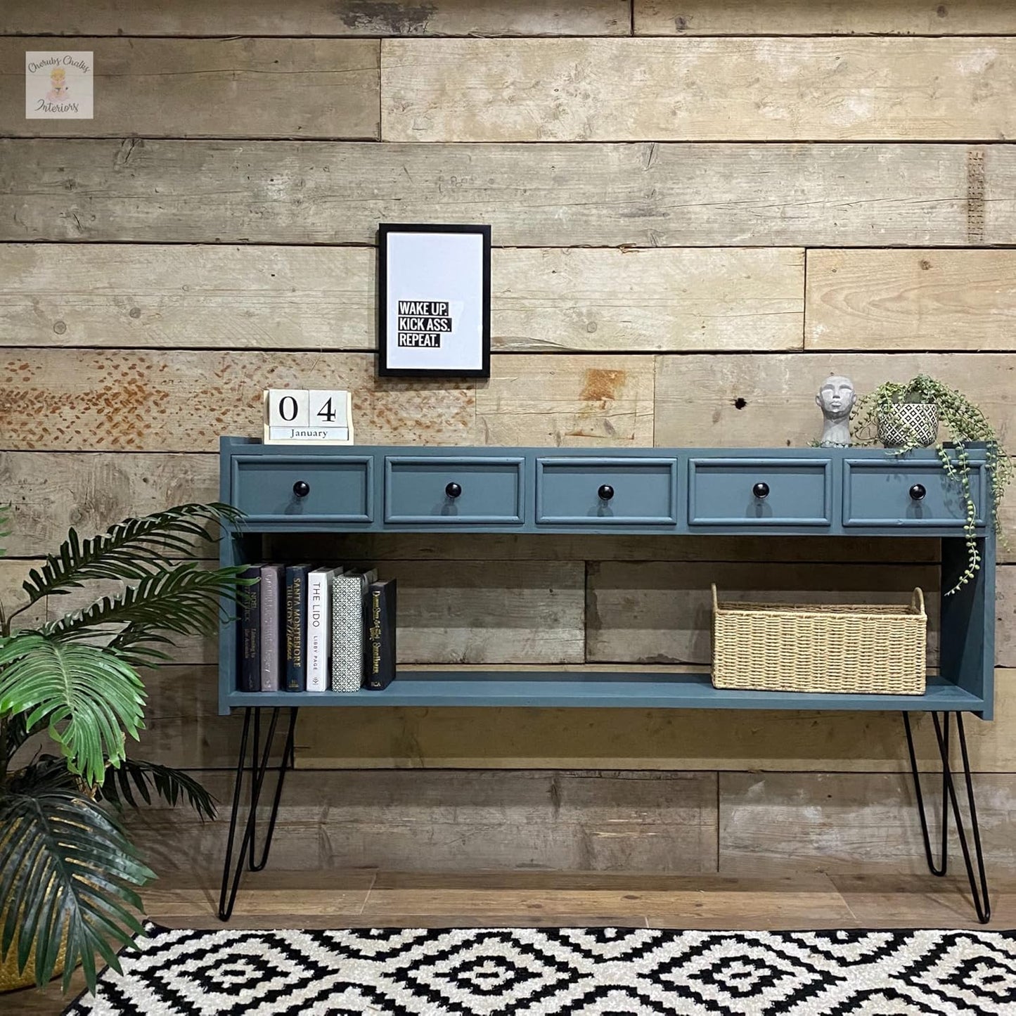 Dixie Belle Paint Company Chalk Finish Furniture Paint - Stormy Seas (4oz) - Matte Blue Gray Chic Chalk Mineral DIY Furniture Paint