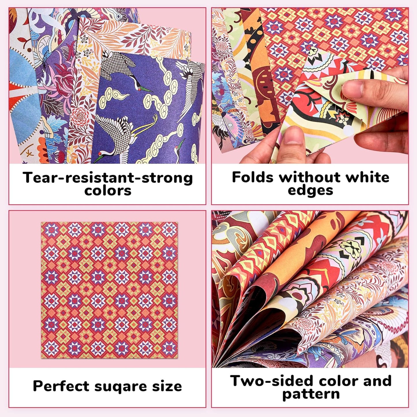 Ethnic Patterns Origami Paper - 50 Sheets 6x6 Inches - Double-Sided Traditional Cultural Art Colored Folding Paper for Adults, Artists & Kids - Ideal for Scrapbooking, Card Making and DIY Crafts