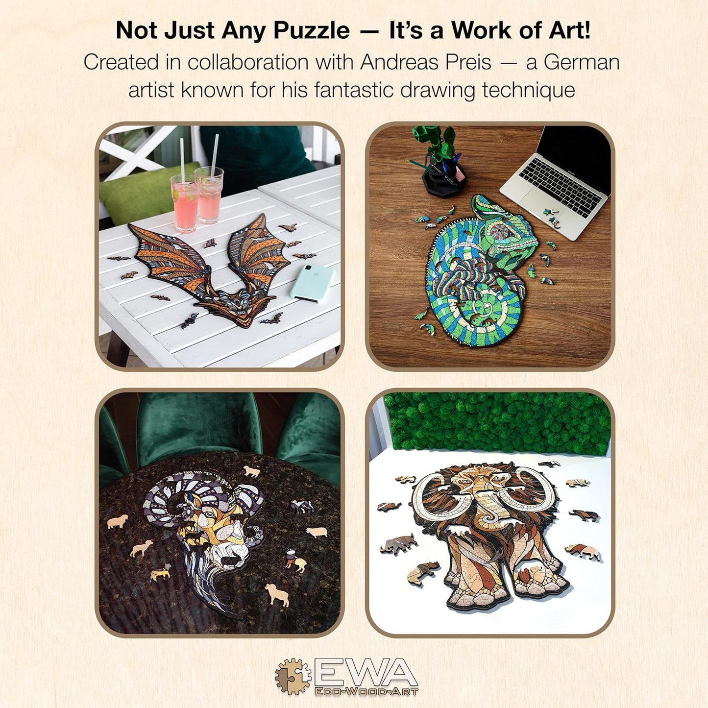 Mastodon S Wooden Puzzle for Adults - A 80-Piece Prehistoric Giant Ready to Adorn Your Living Space with Its Majestic Presence