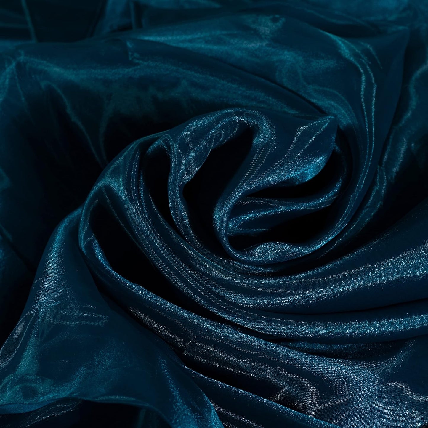FYNITE Organza Fabric | Cristal Organza Fabric Bolt for Bridal Wedding Dress Fashion Craft Decorations Silky Shiny Organza 44'' (Dark Teal, 10 Yard)