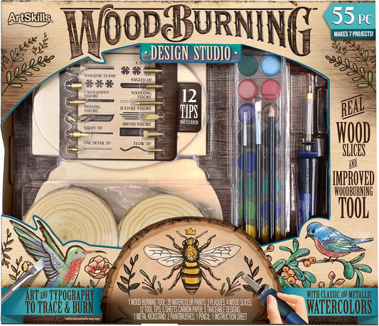 ArtSkills Wood Burning Tool Kit – 55 Piece Complete Woodburning Arts and Crafts Kit for Kids & Adults Cool Gifts for Teen Boys & Girls Fun Crafts DIY Projects