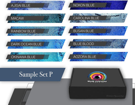 Eye Candy Pigments Blue Mica Pigment Powder Set P - Mica Powder for Epoxy Resin Art - Woodworking - Cosmetic Grade Mica Powder - Bath Bombs - Pigment Powder Variety Pack - 50g - Non-Toxic - Skin Safe