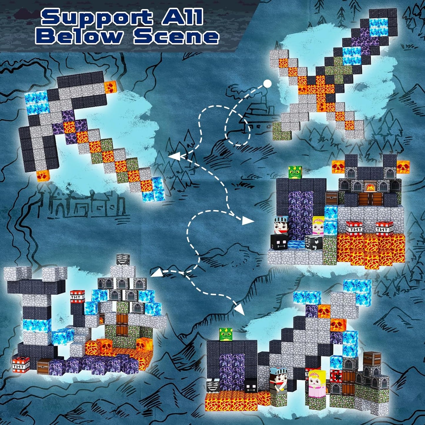 Magnetic Blocks - 100PCS Build Magnetic Dark Mechanical Guardian Castle - Magnetics Toys for Montessori Toddler Christmas Birthday Gifts - STEM Sensory Toys for 3 4 5 6 7 8 9 10 Year Old Boys