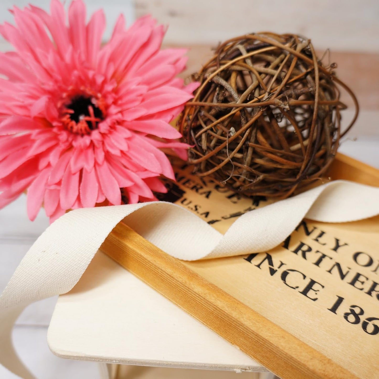 CT CRAFT LLC Ivory Cotton Ribbon 7/8" x 10 Yards for Home Décor Gift Present Wrapping DIY Crafts Birthday Wedding Bouquet Christmas