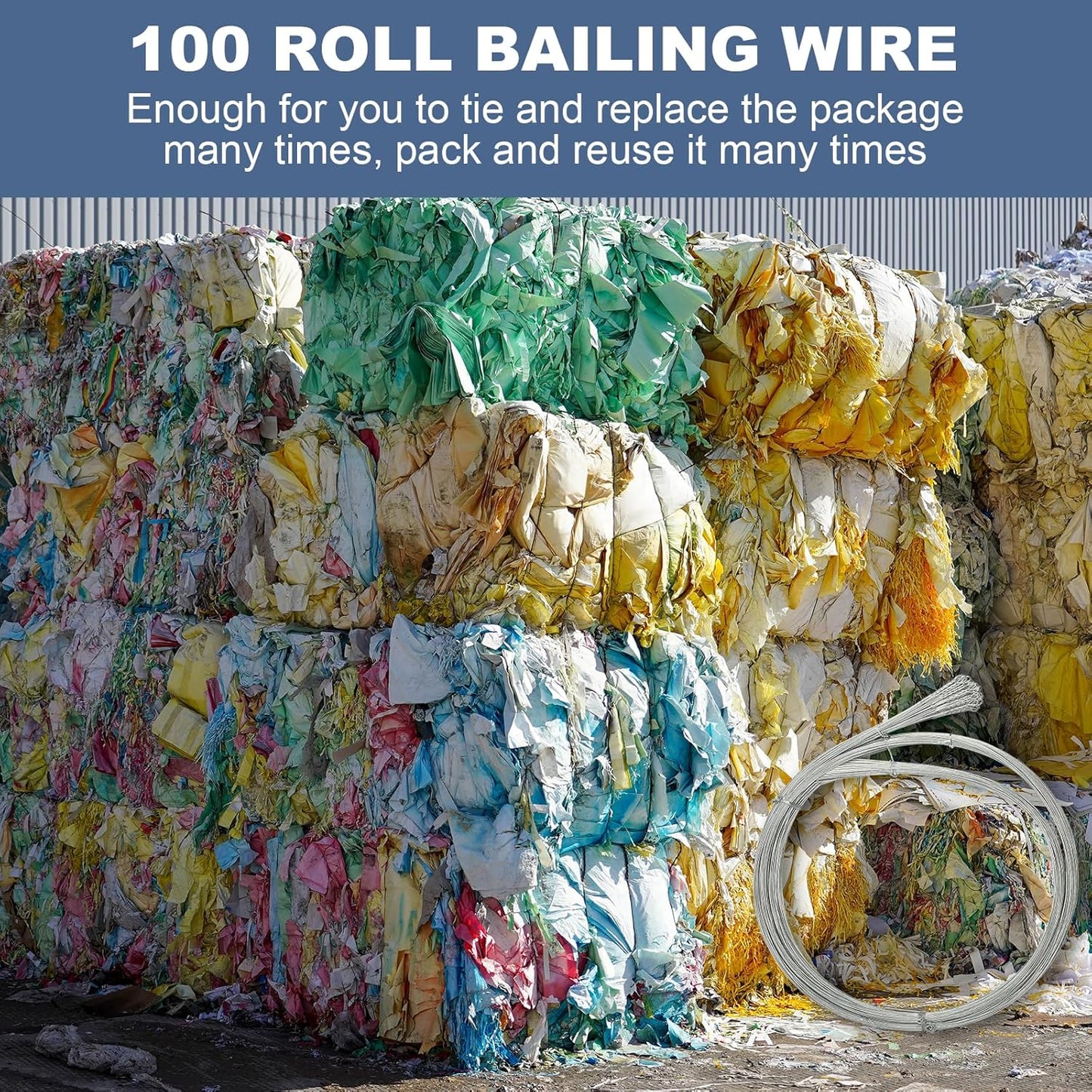 Luyoyous 100 Roll Baling Wire 14 Gauge 14 ft Galvanized Steel Wire Bulk Bundle Single Loop Galvanized Baler Wire for Securing Packaging Tie Cardboard Paper Textiles Plastics