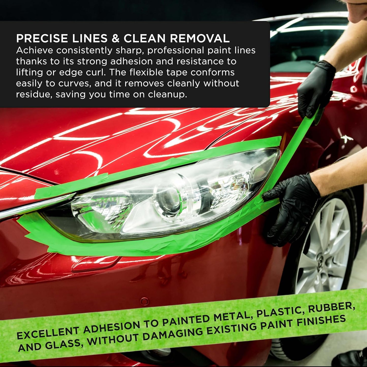 Dura-Gold Green Automotive Masking Tape 3/4, 1-1/2, 2 Inch (0.7", 1.41", 1.88" x 55 Yards), 1 Roll Each - High-Performance, Heat Resistant - Auto Refinish Painting Car Detailing Autobody Painters Tape