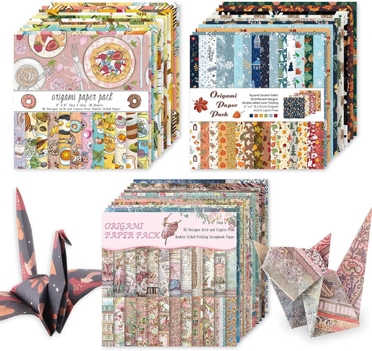 Origami 6x6 Paper Kit 150 Sheets 150 Vivid Colors Double Sided Same Printed Traditional Patterns Square for Arts Crafts Projects Japan Traditional Chiyo.Snack