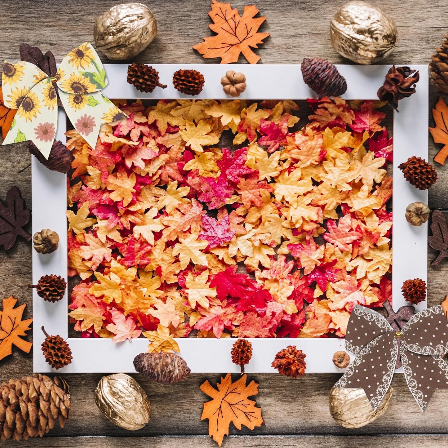 2 Rolls Fall Flowers Craft Ribbons for Wreath Bows, 2.5"×10 Yards Wired Edge Ribbon Rustic Flowers Lace Burlap Ribbons for Crafting Sewing Supplies