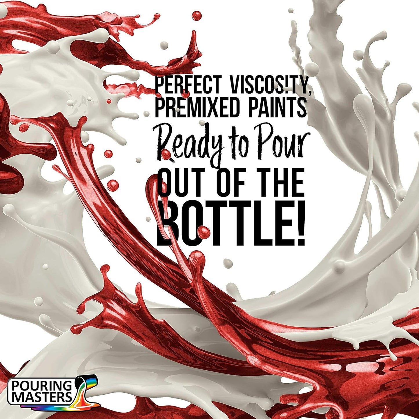 Pouring Masters True Red Metallic Pearl Ready to Pour Acrylic Pouring Paint - Premium 32-Ounce Pre-Mixed Fluid Acrylic Paint - Fluid Art Supplies for Canvas, Wood, Paper, Tile & Rocks