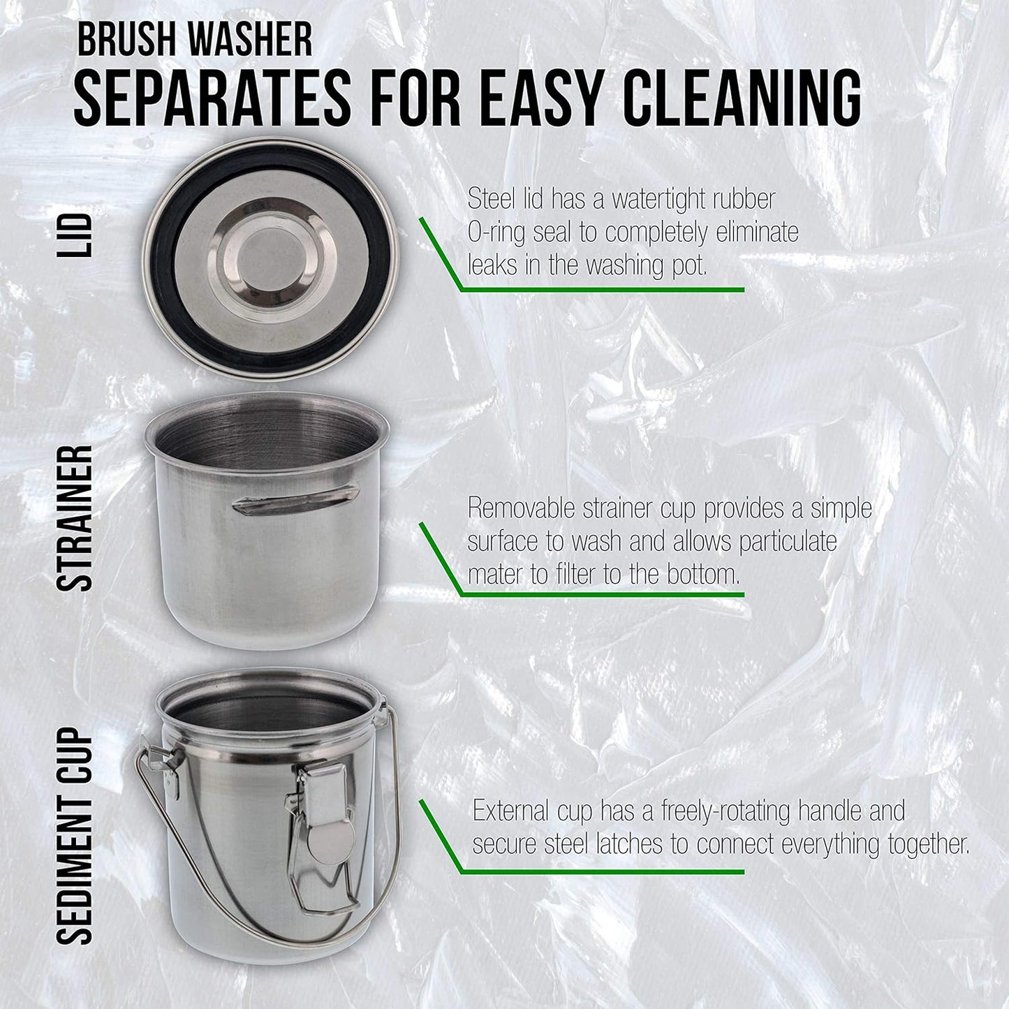 US Art Supply Stainless Steel Leak-Proof Deluxe Brush Washer