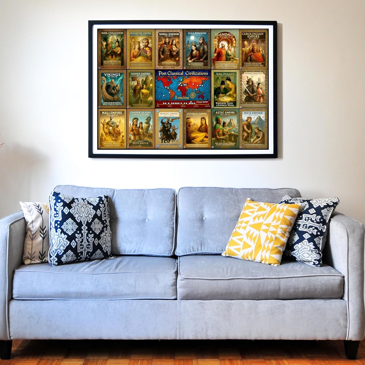 Think2Master Colorful Post Classical Civilization 1000 Pieces Large Format Jigsaw Puzzle: Kids 12+, Teens, Adults & Families. Great Gift with Historical Timeline & World Map. Size: 26.8” X 18.9”