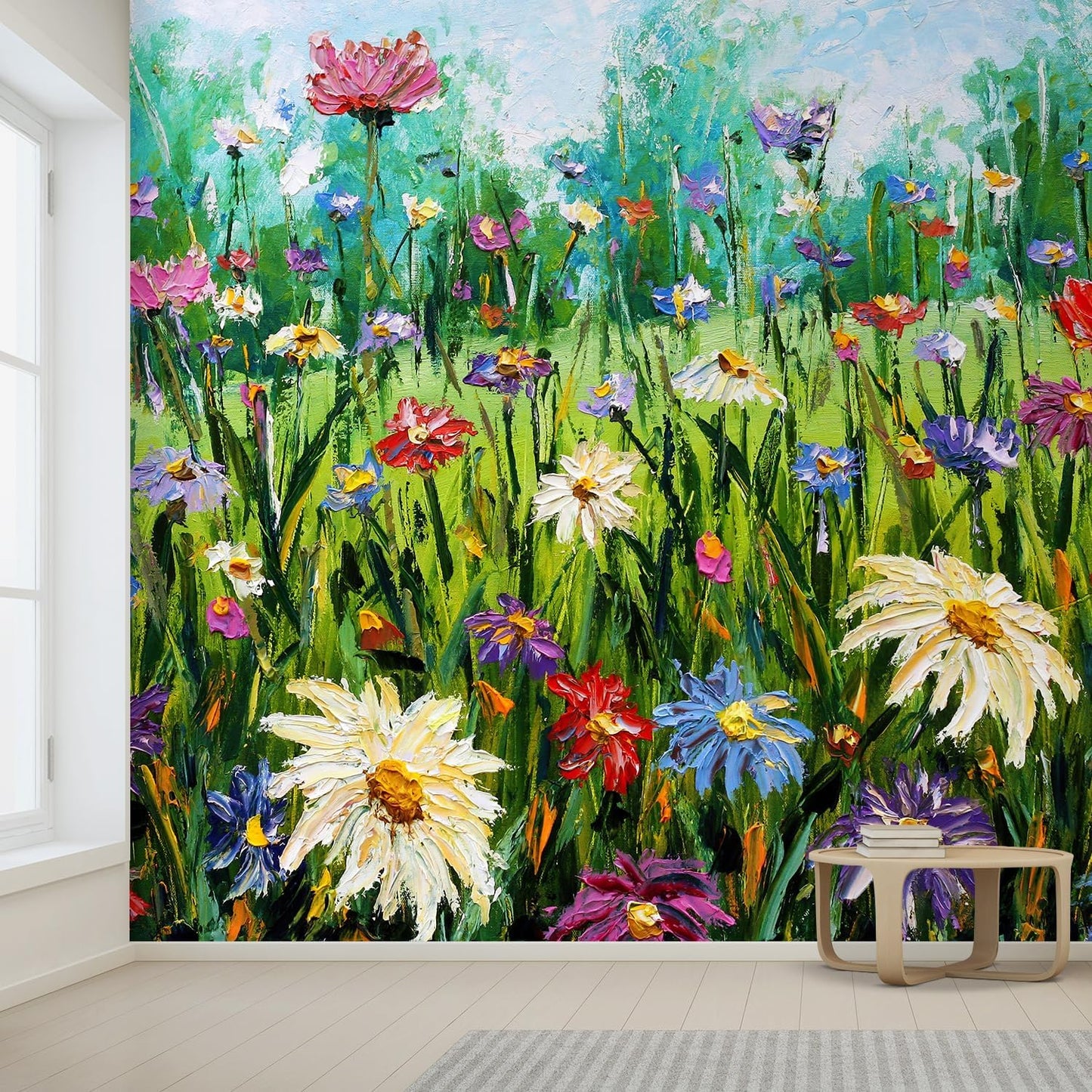 wall26 Wall Sticker/Wall Mural Wildflower Abstract, Not Peel and Stick, Non-Woven Wallpaper Decorative for Bedroom, Living Room, Office - 132x168 inches