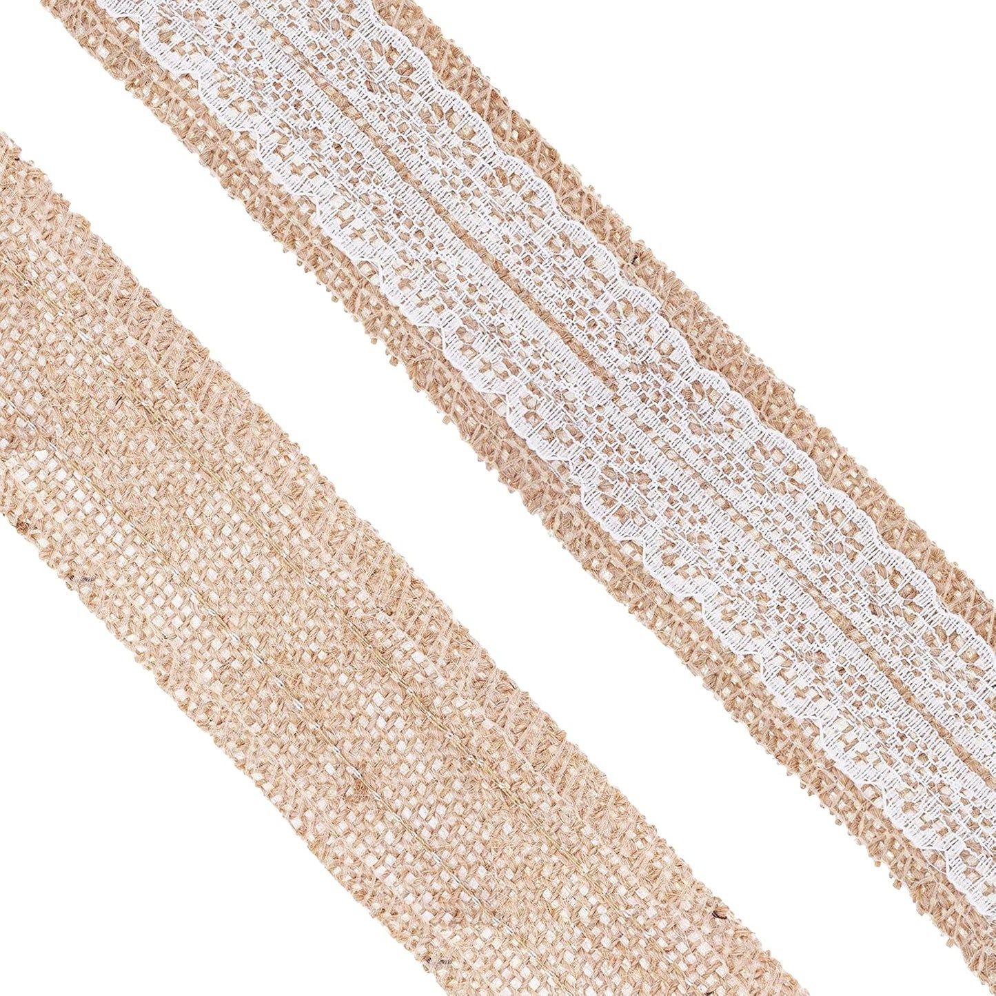 Mandala Crafts Burlap and Lace Ribbon 1 Inch Wide Jute Ribbons for Crafts - 20 Yds Roll Rustic Burlap Wrap Trim Ribbons for Wreaths Bows Wedding Party