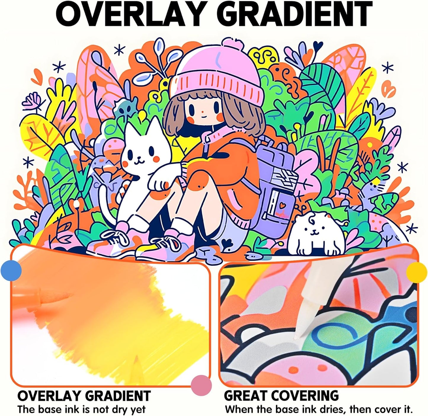 24 Colors Dual Tip Acrylic Paint Markers, Acrylic Paint Pens with Fine Tip and Brush Tip for Rock Painting, Wood, Plastic, Glass, Canvas, Fabric, Pumpkin, DIY Crafts Making Art Supplies