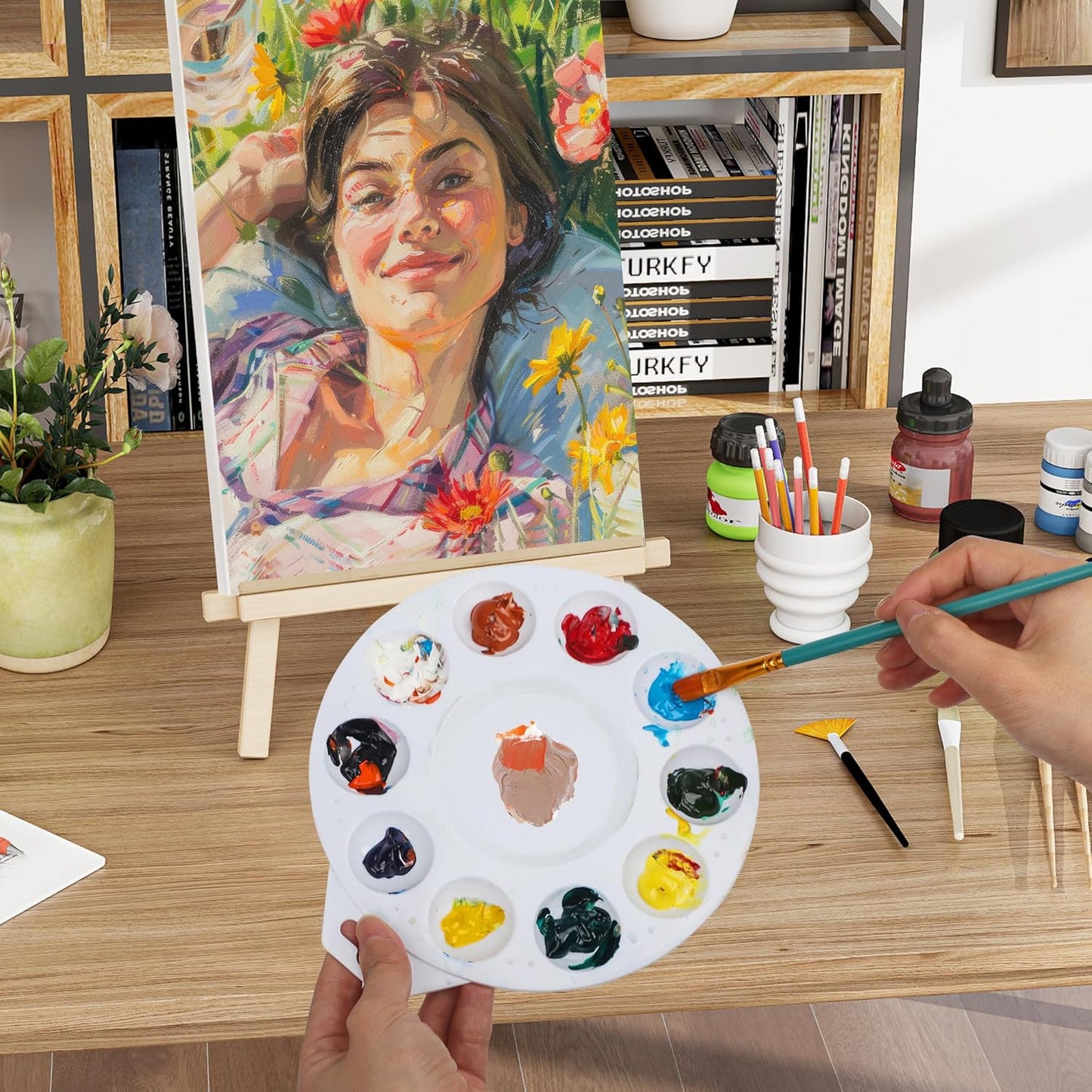 Paint Tray Palettes, Plastic Paint Pallets with Hanging Hole for Kids or Students to Paints on School Project, Art Class or Have a Birthday Painting Party -12pcs