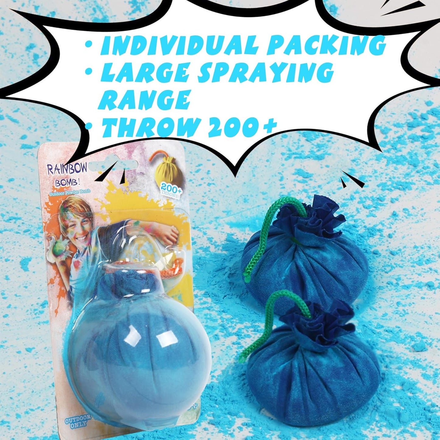 ARELUX Color Powder Balls-24 Packs Holi Powder Colors Chalk Balls,200+ Throws Each Chalk Bomb,Family Activiies Outdoor for Color Run Photography,Party Games,Friends Photoshoot,Birthday,Festival