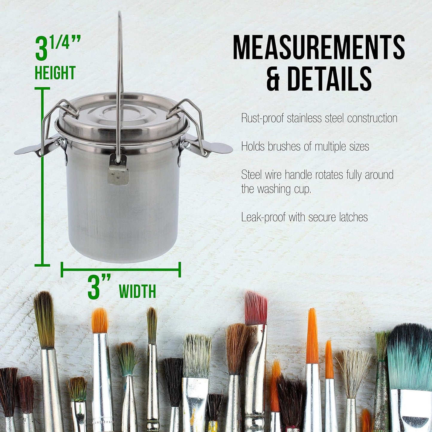 US Art Supply Stainless Steel Leak-Proof Deluxe Brush Washer