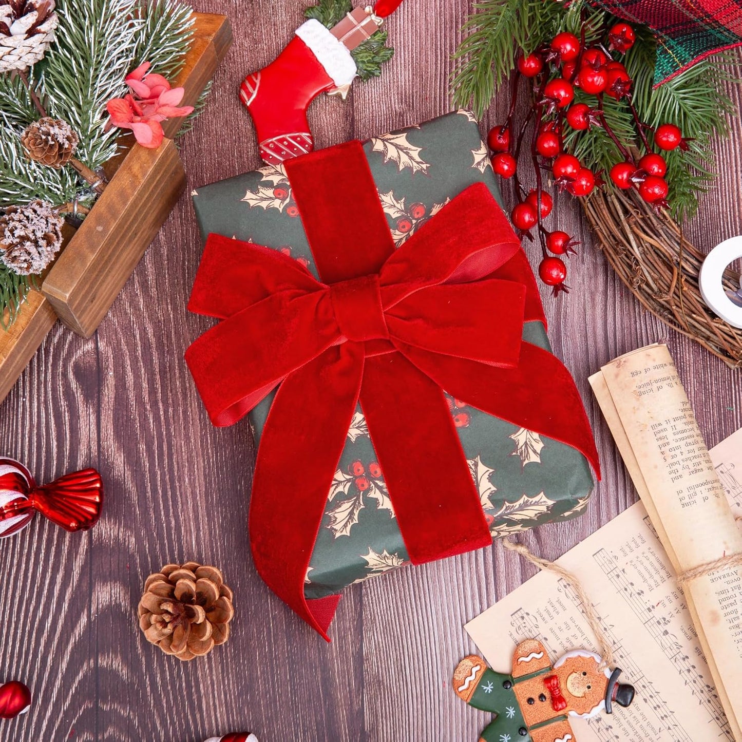 Velvet Ribbon, 1 1/2-Inch by 25-Yard Spool (Red)