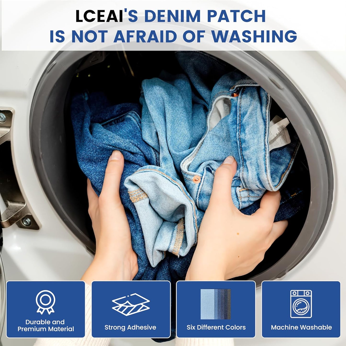 Denim Patches for Inside Jeans - Iron On Patches for Jeans - Jeans Patch for Repairing Pant Holes and Covering Imperfections, Large Size, 4 in. x 60 in.Dark Blue