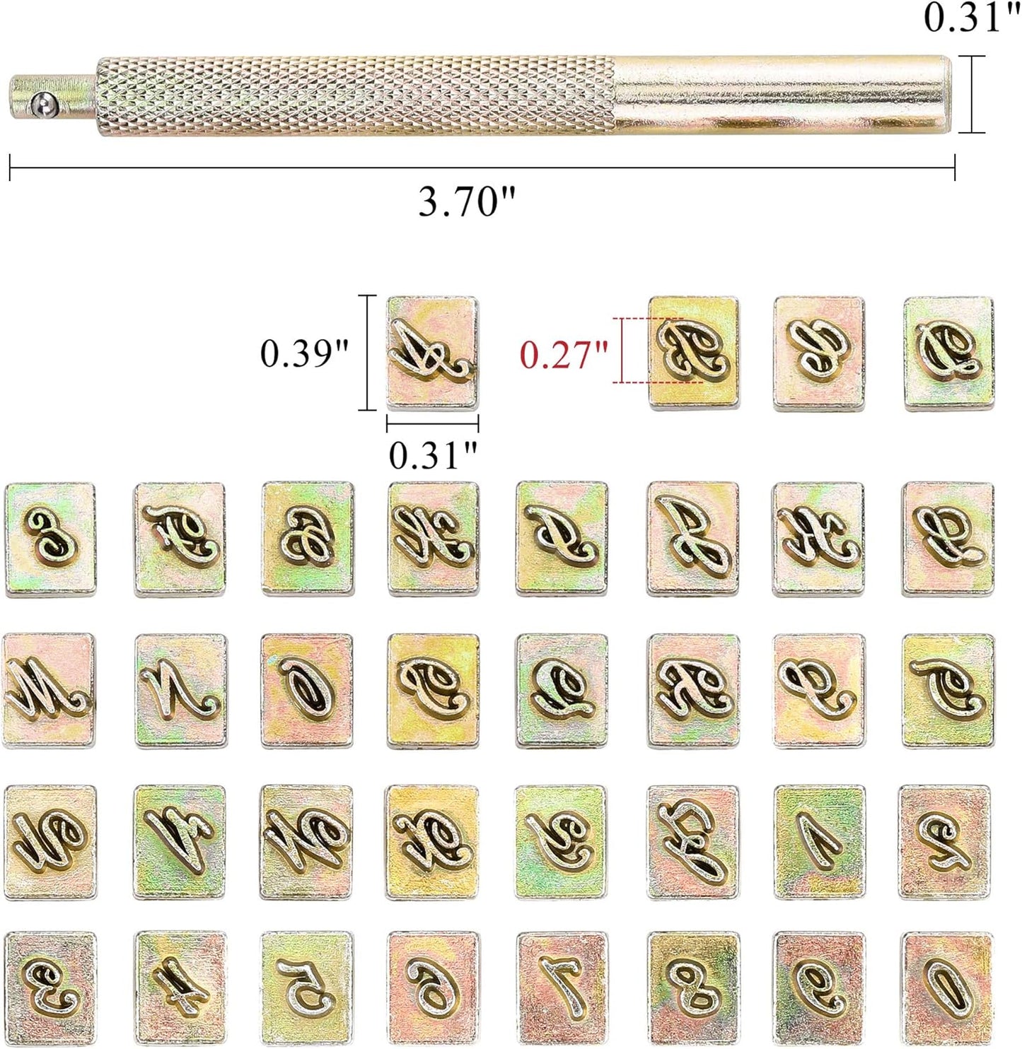 Yoption 37 Pieces Leathercarft Stamping Tool Set, 6mm Alphabet Letters and Numbers Stamps Leather Craft Stamping Tools with Gift Box