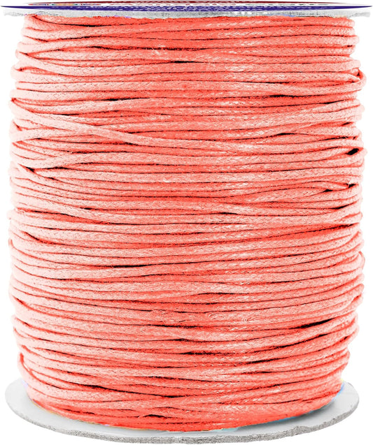 Mandala Crafts 1.5mm 109 Yards Coral Cotton Waxed Cord for Jewelry Making Bracelet Cord Waxed String - Beading String Thread Jewelry Cords for Necklaces String