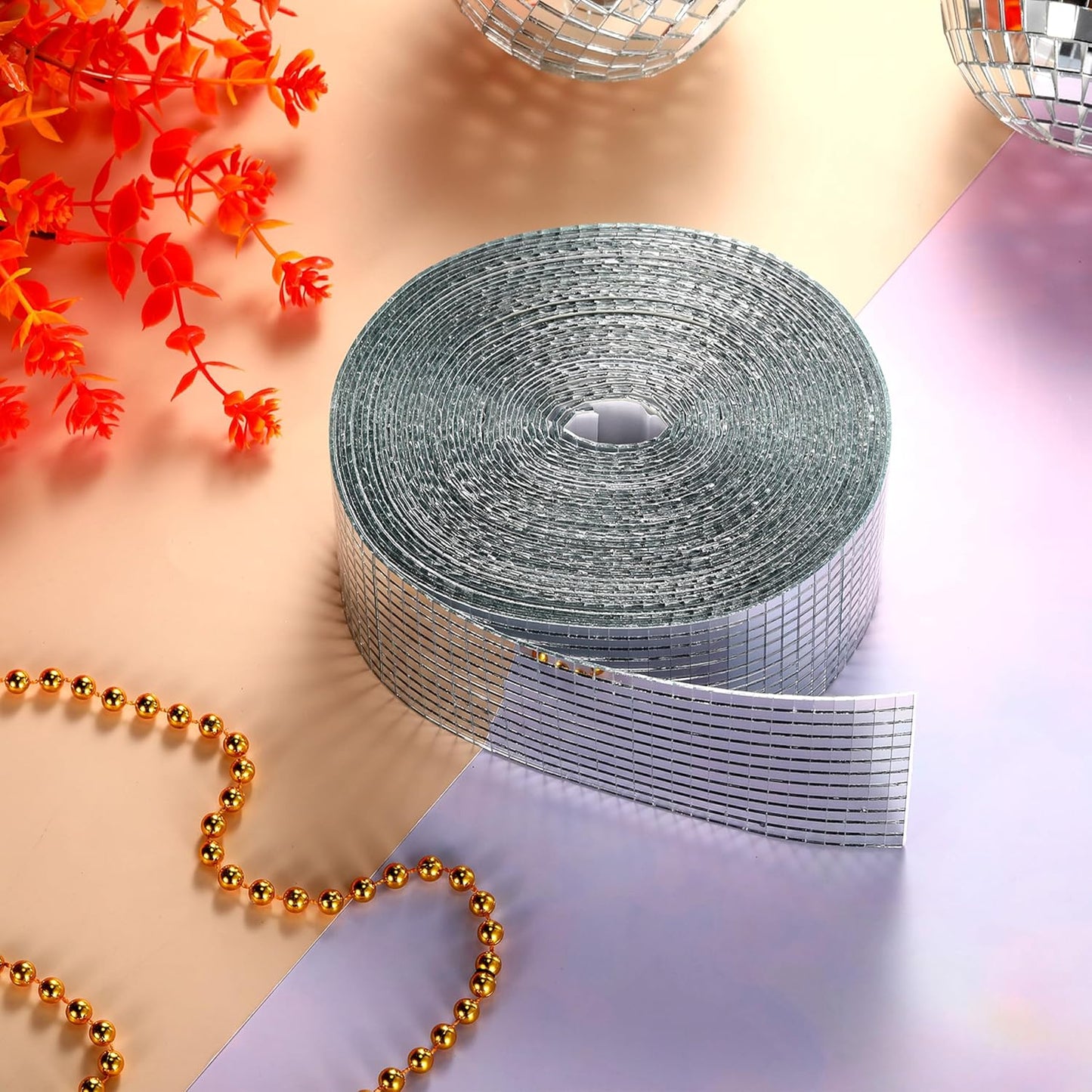 SATINIOR 24000 Pcs Disco Ball Mirror Tiles Self Adhesive for Crafts 5 x 5 mm Small Disco Tape Ball Stickers Square Mosaic Tiles Mirror Pieces for DIY Craft Party Decor