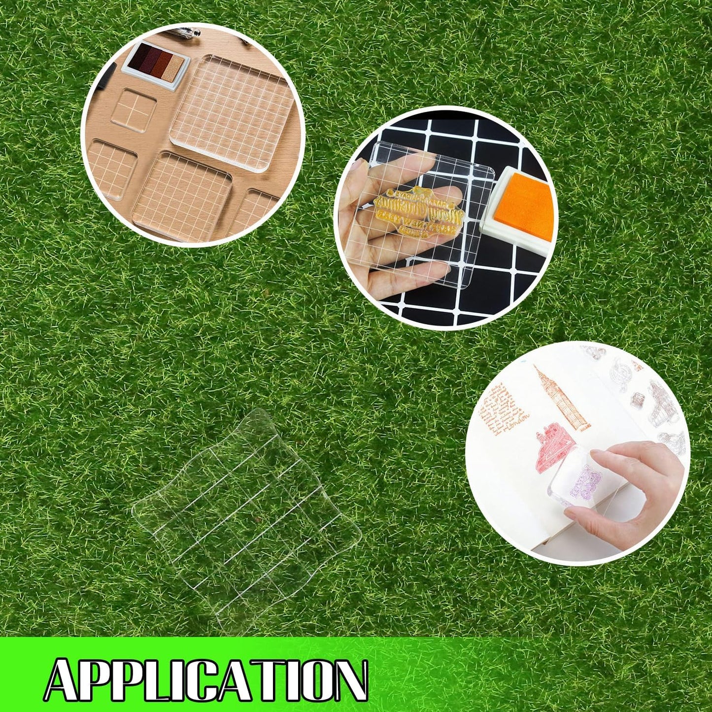 2Pcs Clear Stamp Blocks Set, 2 x 2 Inch Wave-Like Acrylic Blocks for Stamping With Grid Lines - Scrapbooking Crafts Tools