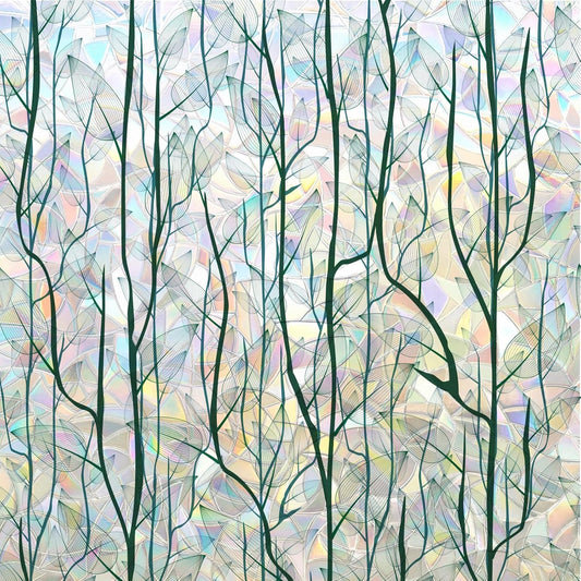 DKTIE Nature Pattern Rainbow Window Film Decorative Stained Glass Window Film Static Cling Films Easy Apply Removable Comes with Tools (U1747-rainbow, 17.7" x 118.1")