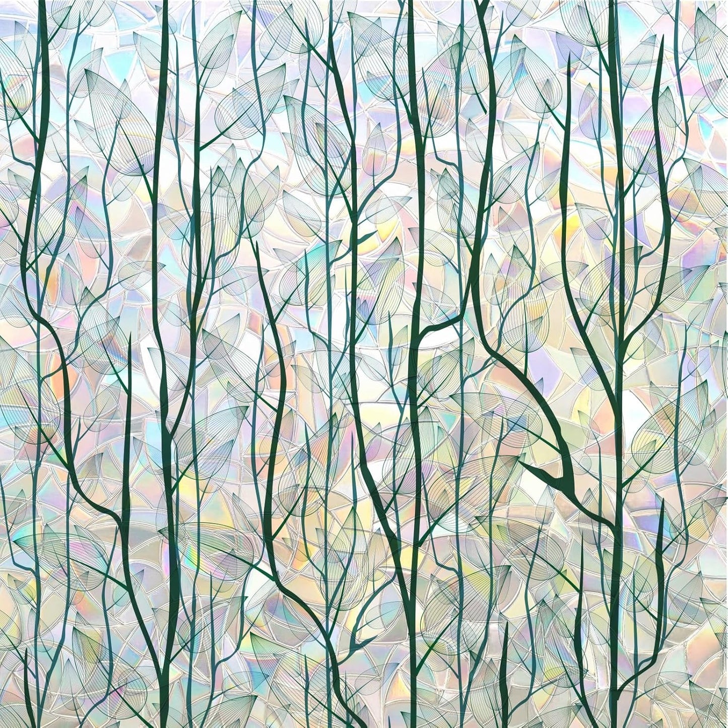 DKTIE Nature Pattern Rainbow Window Film Decorative Stained Glass Window Film Static Cling Films Easy Apply Removable Comes with Tools (U1747-rainbow, 17.7" x 78.7")