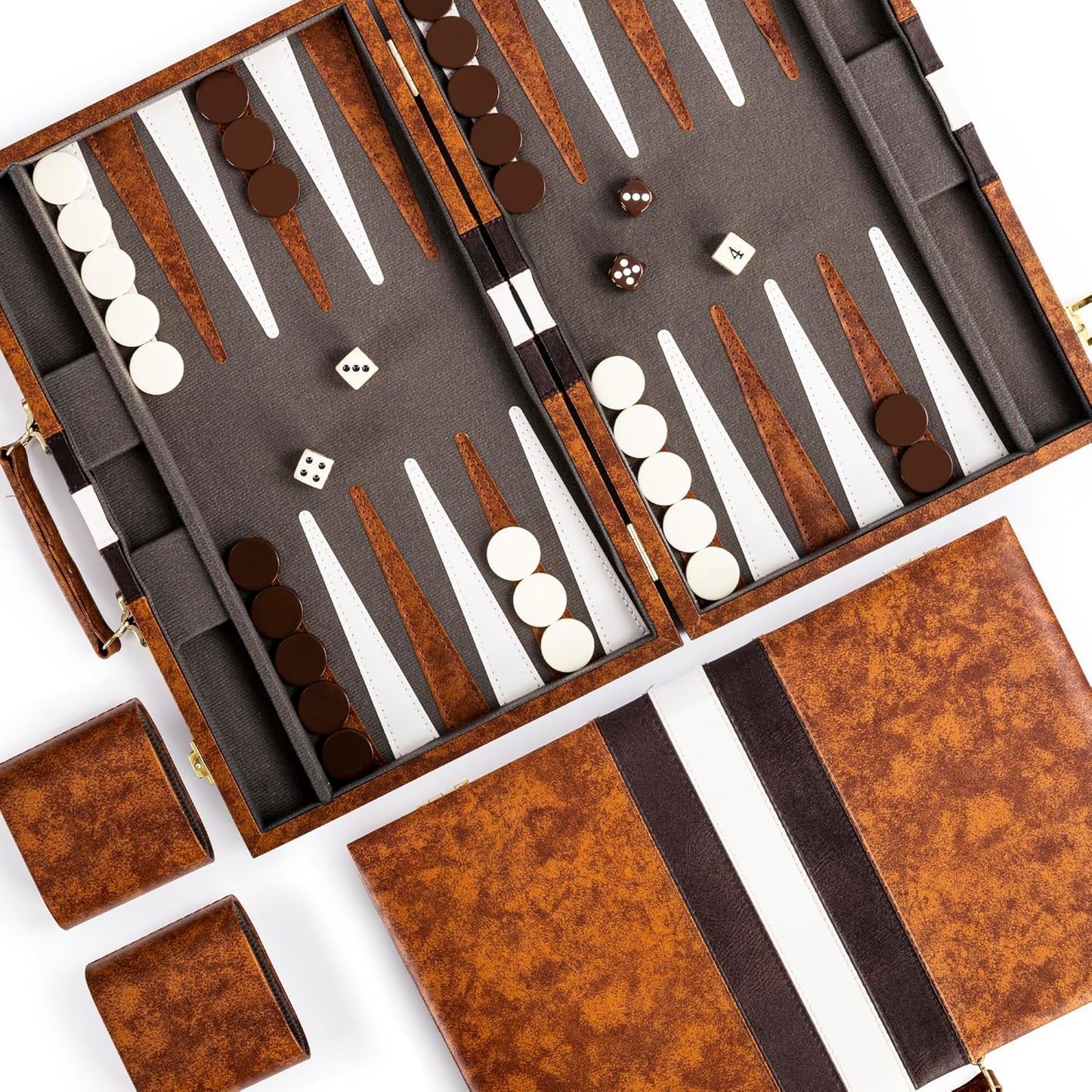 ropoda Backgammon Board Game Set (15 Inches) for Adults and Kids - Classic Board Strategy Game - Portable and Travel Backgammon Set with Premium Leather Case - Best Strategy & Tip Guide