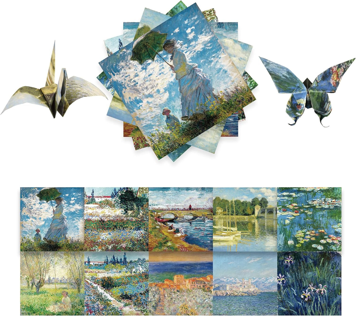 Origami Paper Kit 50 Sheets 6 Inch Square Double Sided Color 10 Vivid Colors for Hand Crafts Origami Paper Arts Creativity.Monet