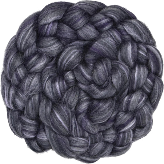 Merino Silk Luxe Tonal Designer Blend. Superfine Merino, Mulberry, Tussah Silk. Top Roving for Spinning or Felting. Twilight 1oz