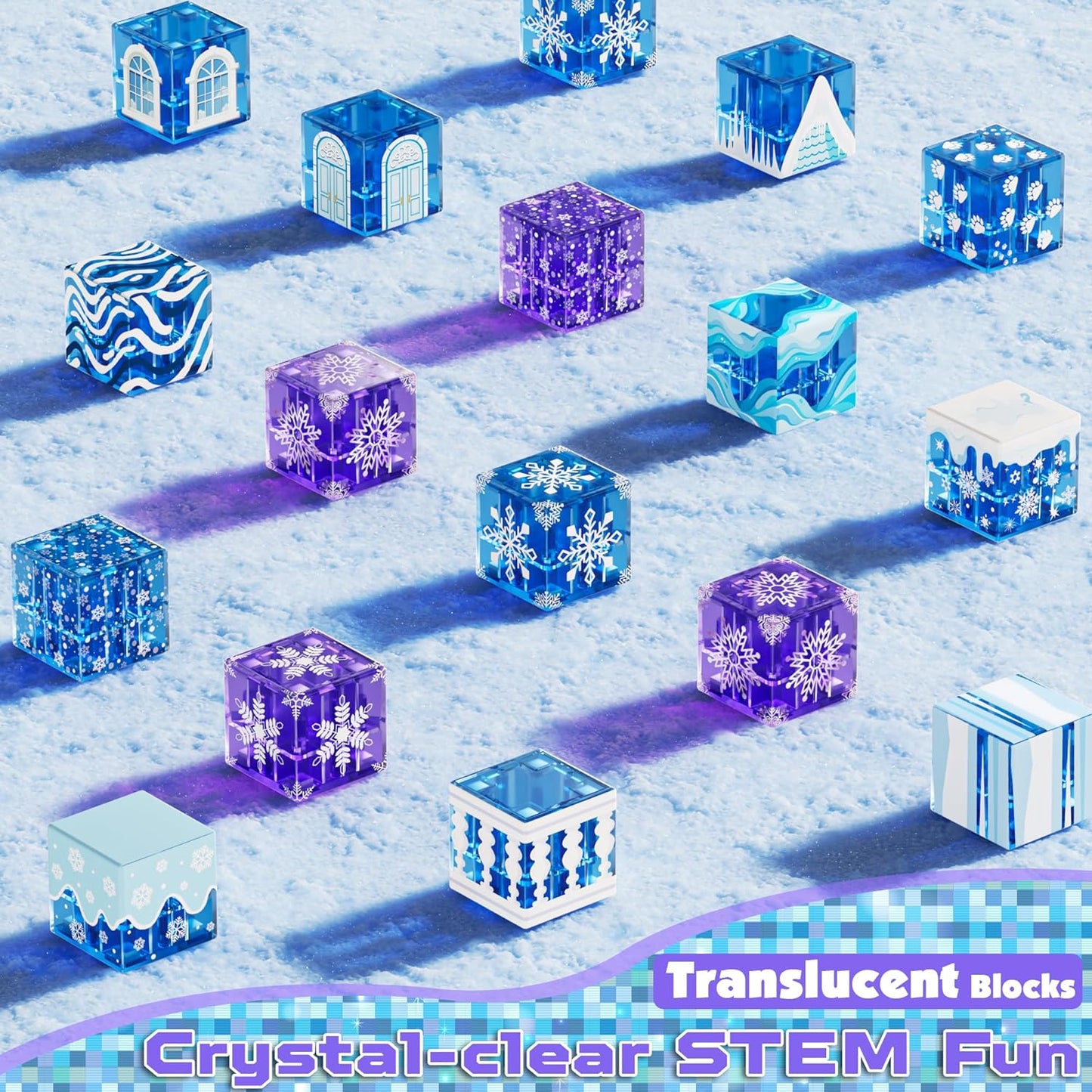 Magnetic Blocks - 100PCS Magnetic Building Block for Kids Age 3+, Transparent Magnet Cubes Blue Castle Princess Building Toy Sets, STEM Magnets Toys Birthday Gift for Boys Girls 4 5 6 7 8 9 10 11 12+