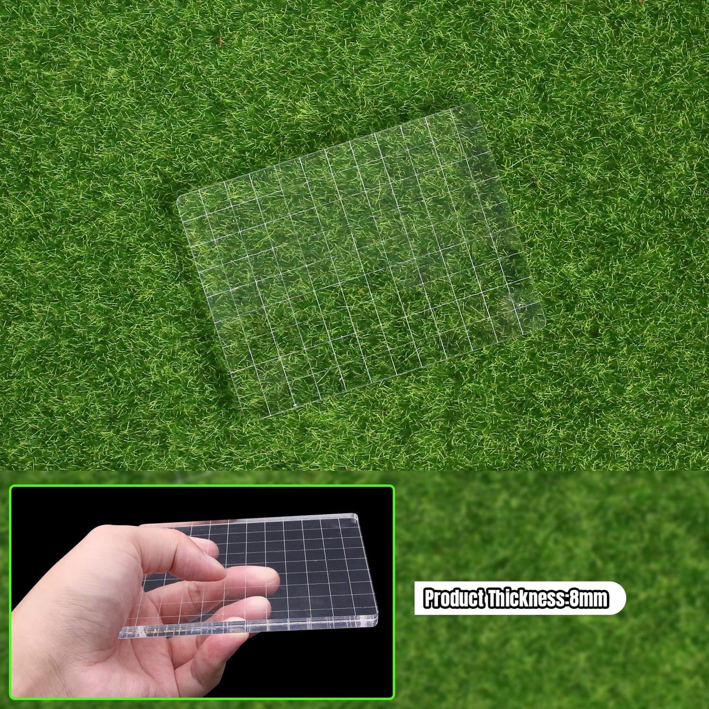 Clear Acrylic Stamp Blocks, 3.54" * 4.92" Acrylic Stamping Block Tool Clear Stamp with Grid Lines for Photography Props Scrapbooking Crafts Card Making