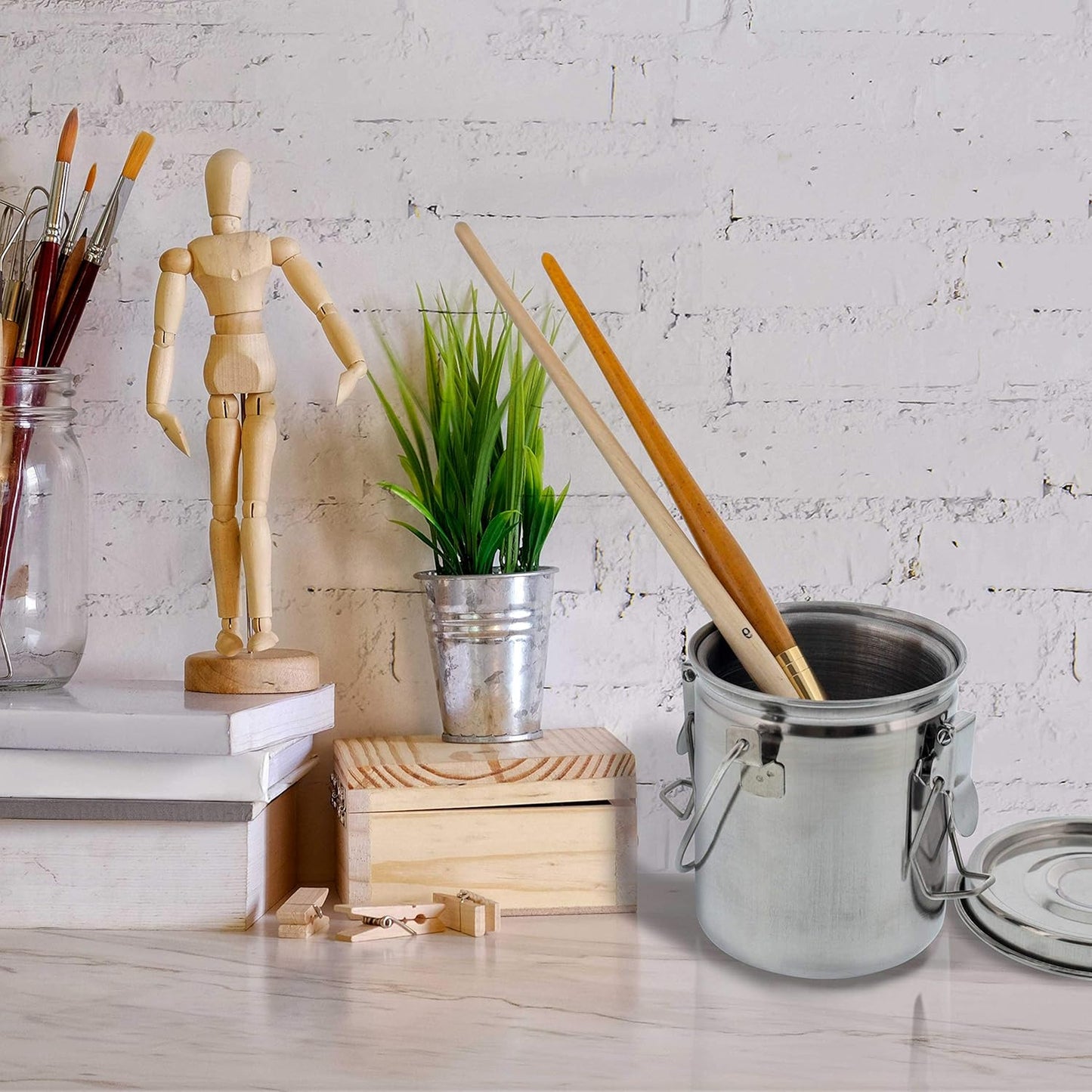 US Art Supply Stainless Steel Leak-Proof Deluxe Brush Washer