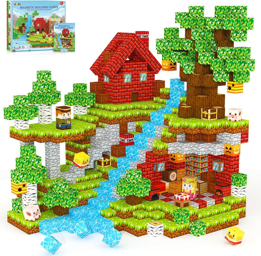 Magnetic Blocks Kids Games Building Toys for 3 4 5 6 7 8 9 10 11 12 Year Old Boys Girls, Magnetic Tiles Cubes STEM Sensory Toys for Toddler Travel Party Christmas Birthday Gifts