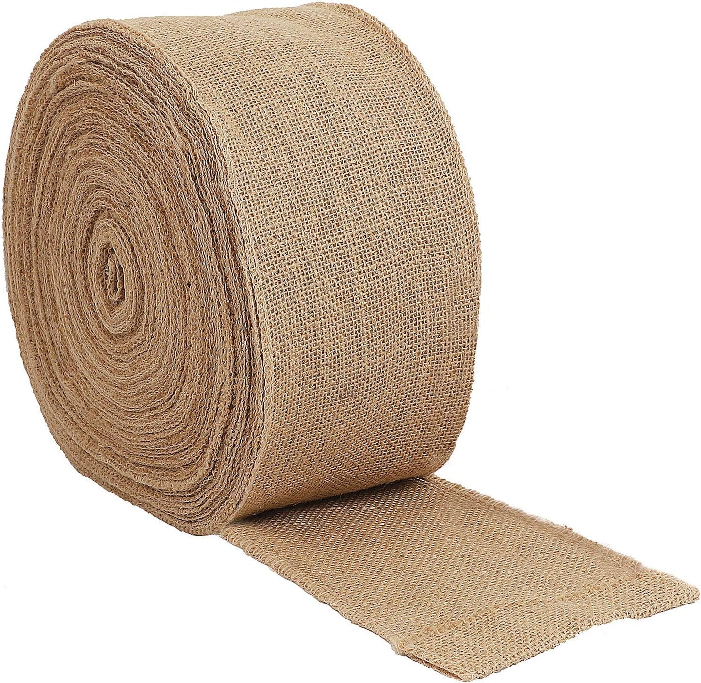 KINJOEK 4 Inch Wide 11 Yards Burlap Ribbon, Natural Jute Fabric Ribbon Crafts Ribbon for Christmas Wedding Gifts Burlap Fabric DIY for Decoration