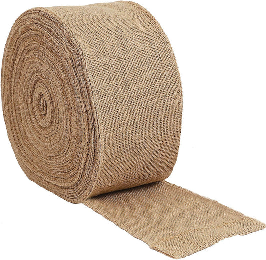 KINJOEK 5 Inch Wide 11 Yards Burlap Ribbon, Natural Jute Fabric Ribbon Crafts Ribbon for Christmas Wedding Gifts Burlap Fabric DIY for Decoration