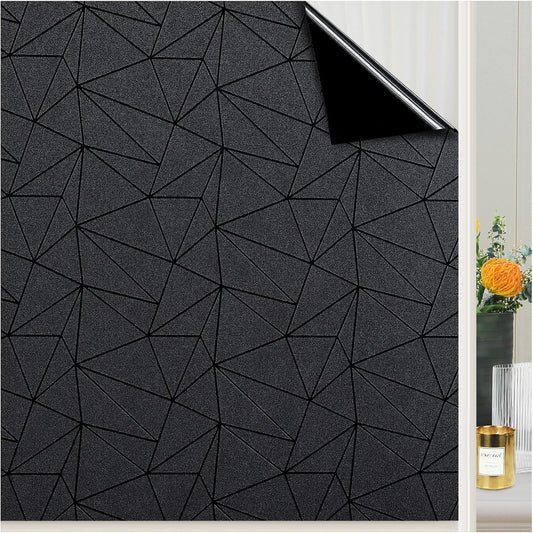 Coavas Blackout Window Privacy Film, Frosted Glass Static Cling, Decorative for Bathroom Door, UV Blocking Window Cling, Non-Adhesive Vinyl Sticker, Day and Night Windows Tint for Home,17.5x78.7 inch