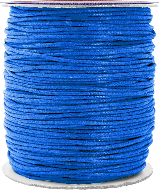 Mandala Crafts 1.5mm 109 Yards Sapphire Blue Cotton Waxed Cord for Jewelry Making - Beading String Thread for Bracelets and Necklaces