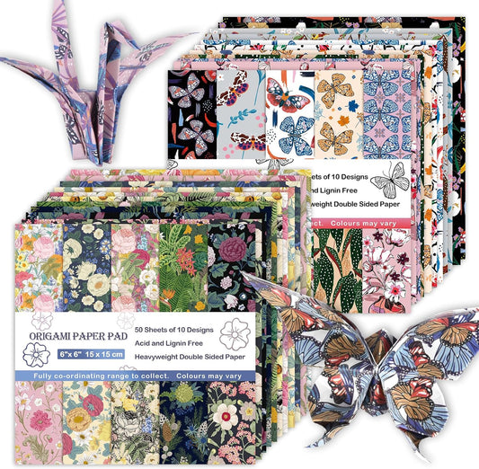Origami Paper Kit 100 Sheets 6 Inch Square Double Sided Color 20 Vivid Colors for Hand Crafts Origami Paper Arts Creativity.Spring