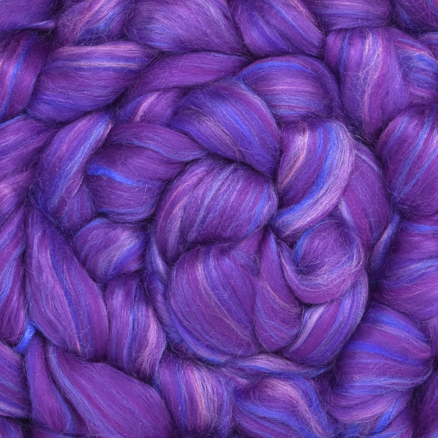 Merino Silk Luxe Tonal Designer Blend. Superfine Merino, Mulberry Silk, Tussah Silk. Top Roving for Spinning or Felting. Violet Volcano 4oz