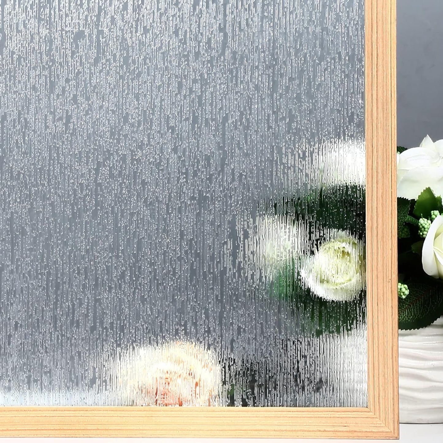 VELIMAX Rain Glass Window Film Privacy Static Window Clings Decorative Glass Sticker for Home Office Removable UV Protection Heat Control 35.4 x 157.48 inches