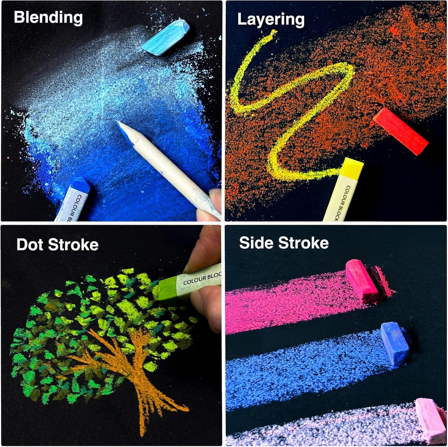 COLOUR BLOCK 80pc Soft Pastels for Artists I Color Chalk Pastels Set, Coloring Charcoal Sticks, Drawing Art Supplies for Adults, Beginners, Kids