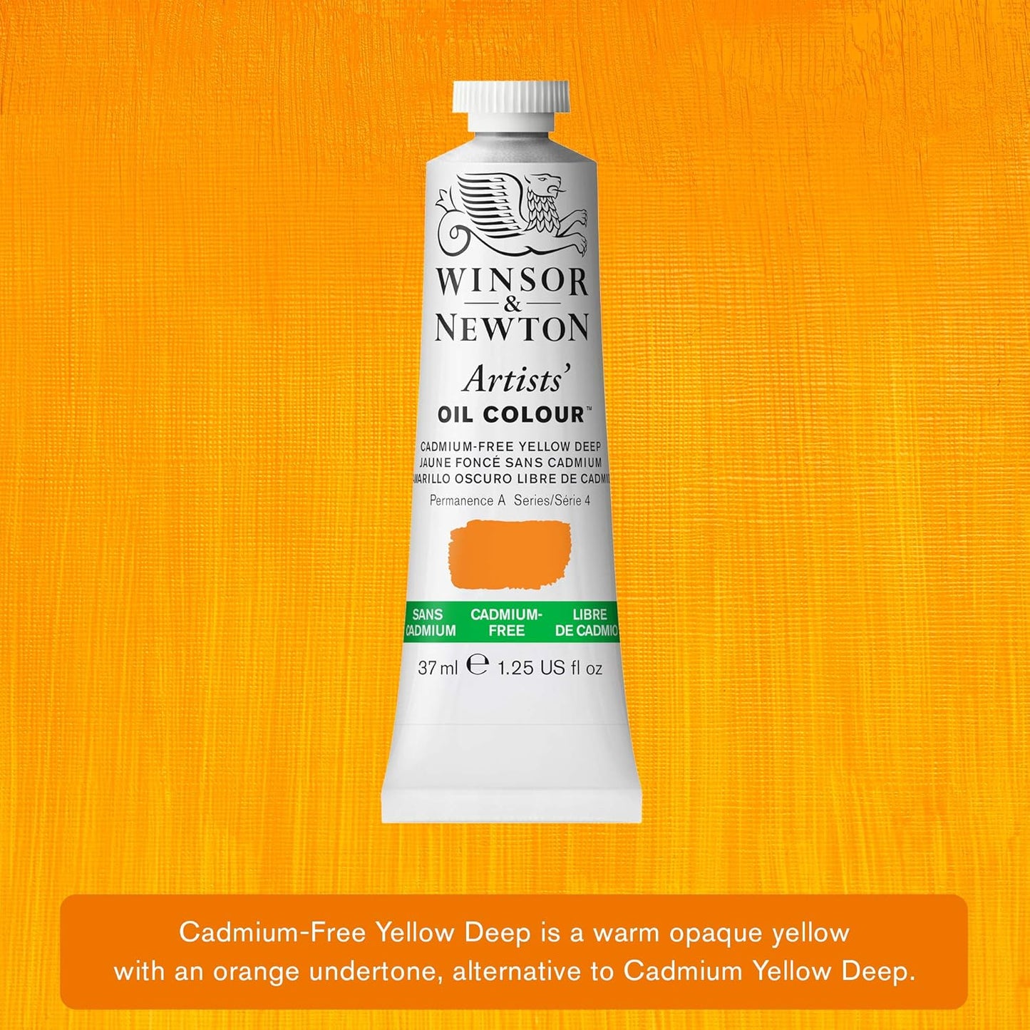 Winsor & Newton Artists' Oil Color, 37ml (1.25 oz) Tube, Cadmium-Free Yellow Deep