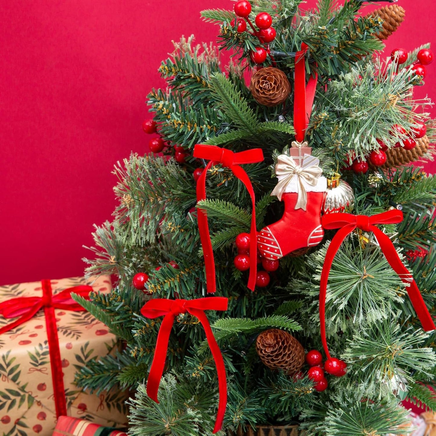 Vintage Red Velvet Ribbon, 3/8 Inch X 25Yd