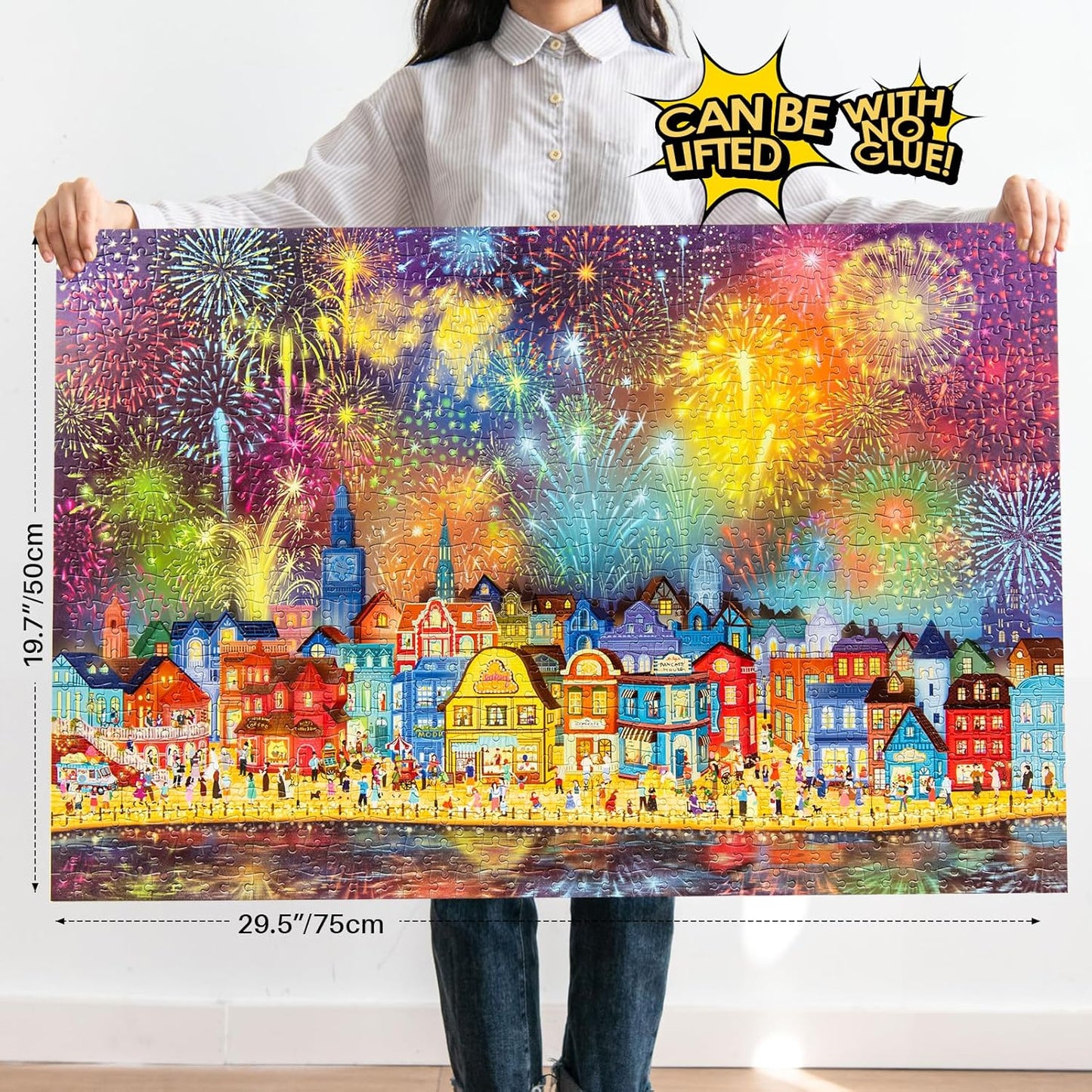 MOMIBOOK Puzzles for Adults 1000 Pieces Jigsaw Puzzles of Fireworks are Gorgeous, Luminous Painting Image Difficult Challenging Hard Impossible Puzzle Unique Funny Party Christmas Birthday Gifts