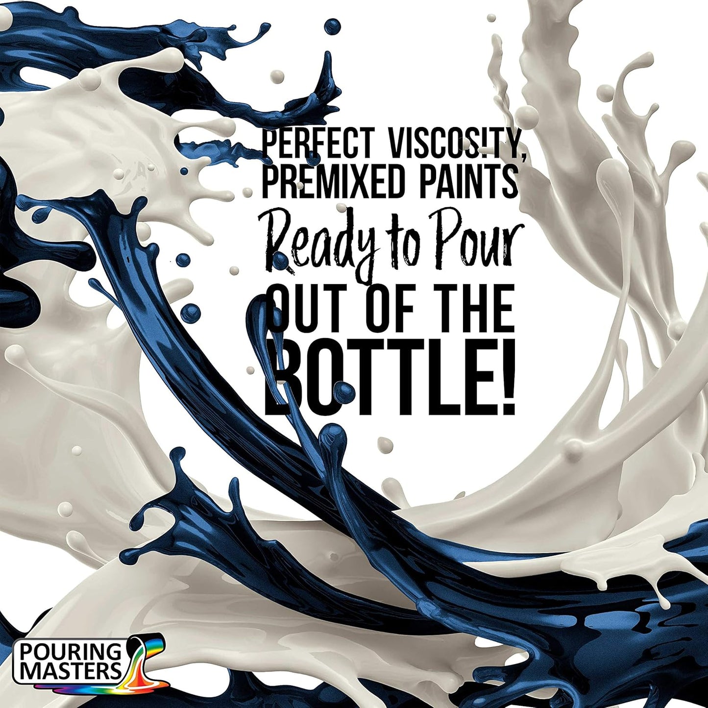 Pouring Masters Dark Sapphire Blue Metallic Iridescent Pearl Ready to Pour Acrylic Pouring Paint - Premium 64-Ounce Pre-Mixed Fluid Acrylic Paint - Fluid Art Supplies for Canvas, Wood, Paper, Tile & Rocks