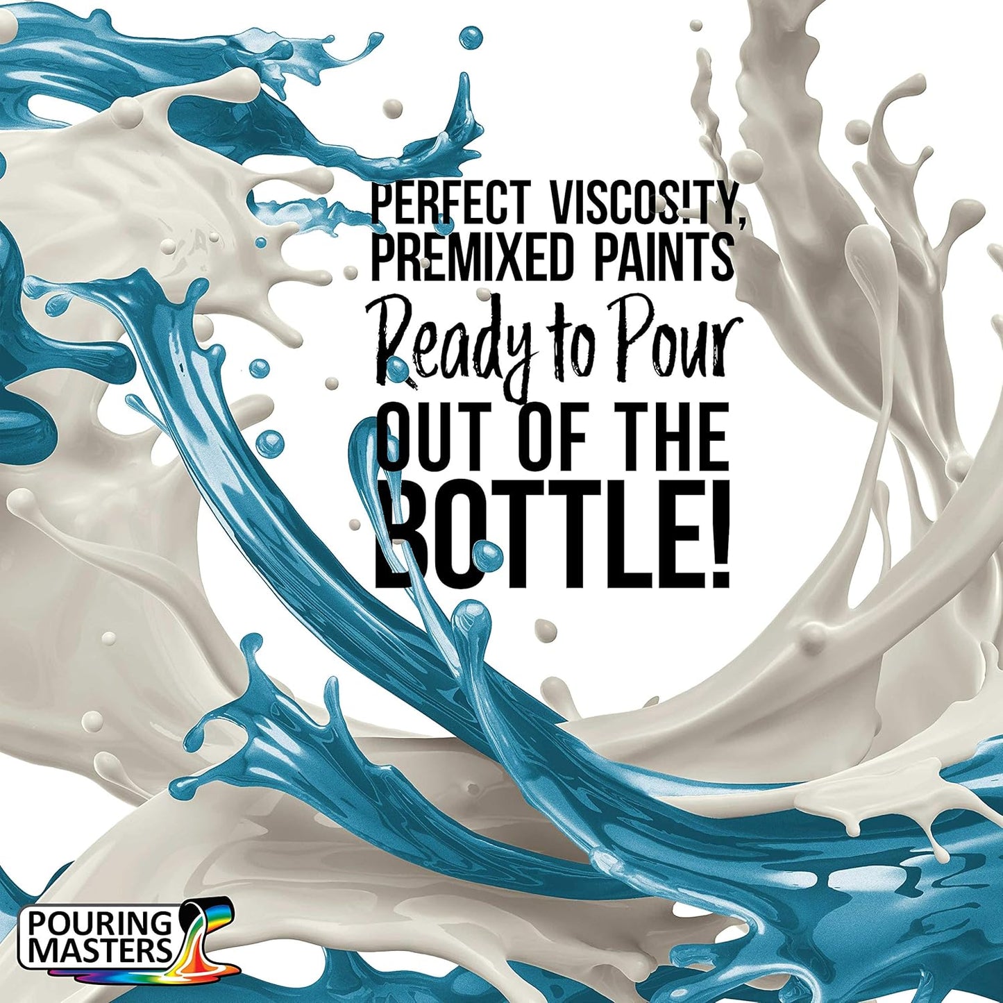 Pouring Masters Ice Blue Metallic Pearl Ready to Pour Acrylic Pouring Paint - Premium 64-Ounce Pre-Mixed Fluid Acrylic Paint - Fluid Art Supplies for Canvas, Wood, Paper, Tile & Rocks
